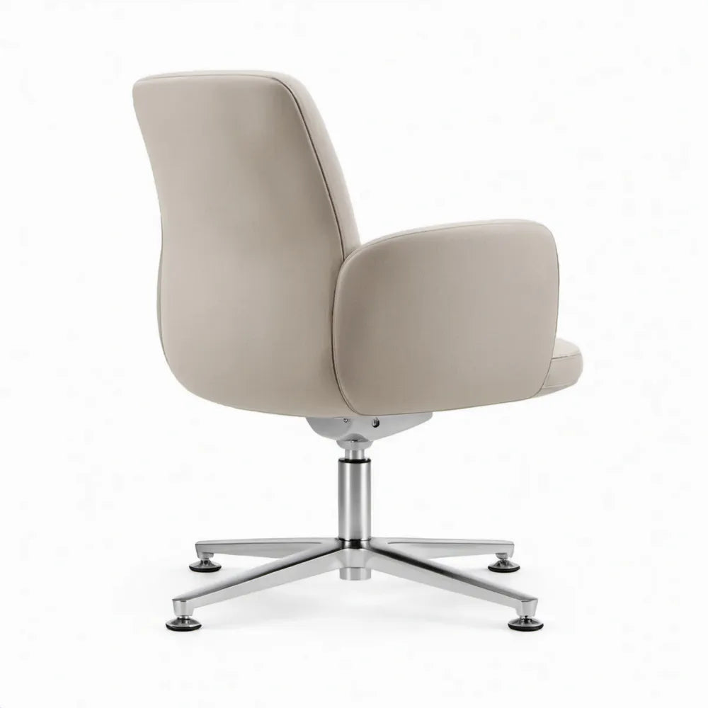Verstelbare bureaustoel met armleuningen, 66 x 66 x 91-101 cm, beige PU-kunstleer en aluminium