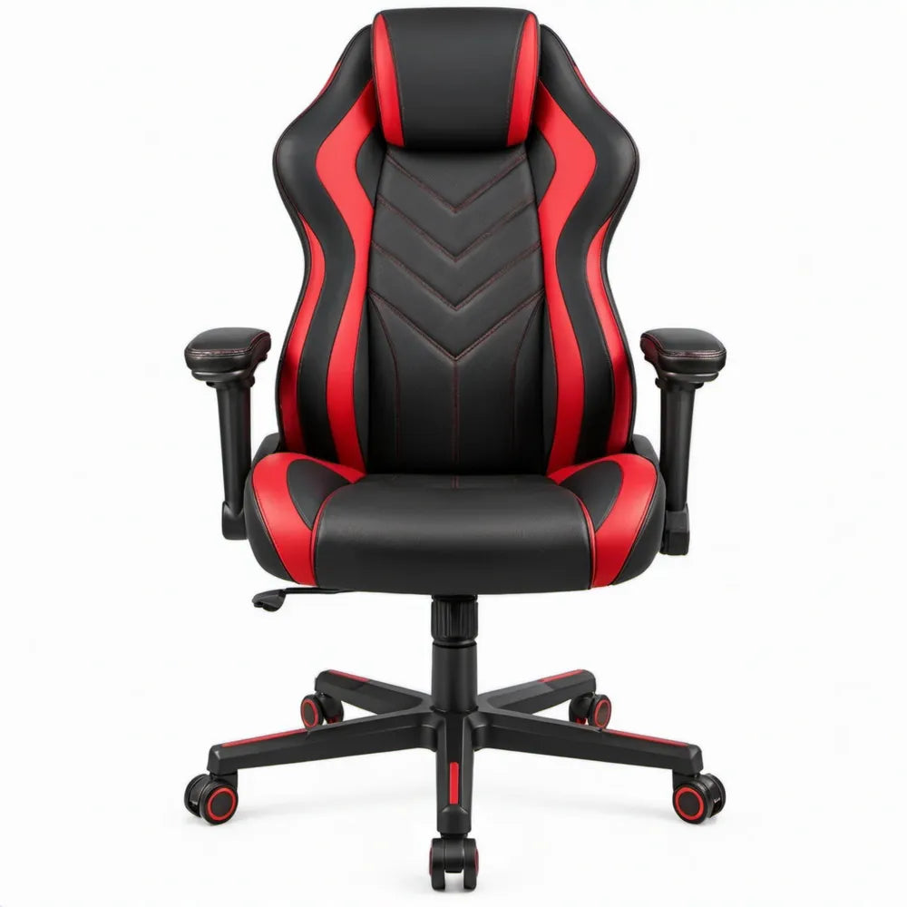Verstelbare Gamingstoel met Hoge Rugleuning en Hoofdsteun 66 x 68 x 118-128 cm Zwart/Rood