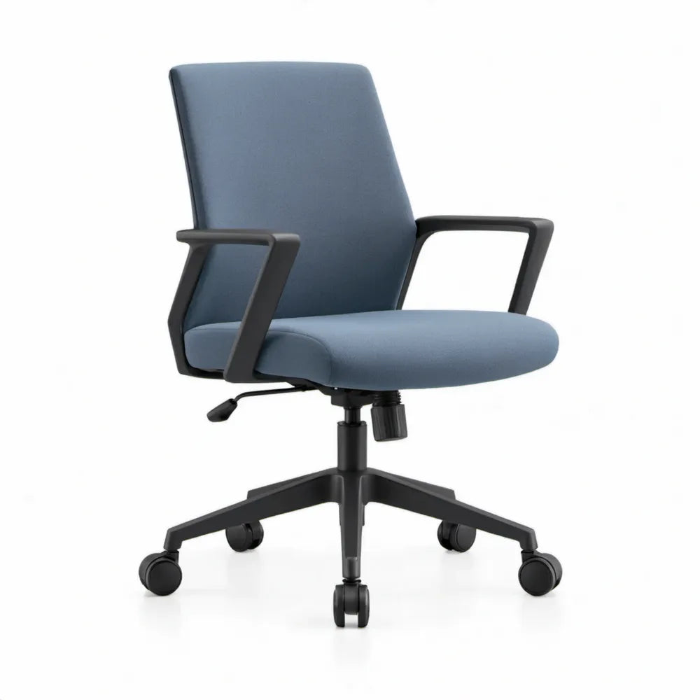 Verstelbare draaistoel met armleuningen en wielen, blauw/zwart, 60 x 60 x 90-100 cm