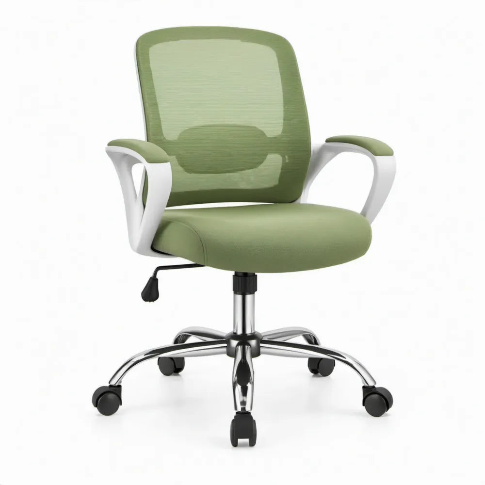 Ergonomische draaistoel met armleuningen en wielen Groen/Wit/Zilver/Zwart, 62 x 62 x 91-101 cm
