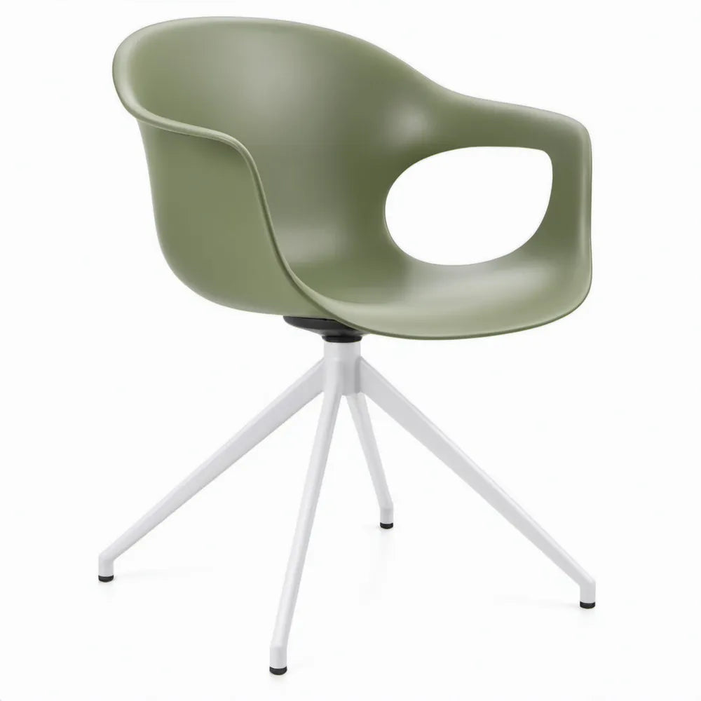 Draaibare kuipstoel met armleuningen 59 x 57 x 81 cm Olijfgroen/Wit