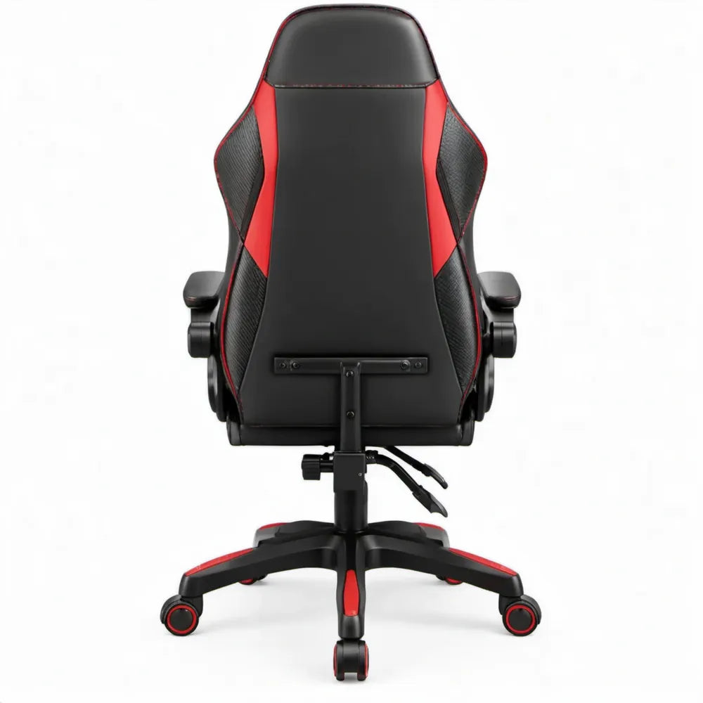 Verstelbare gamingstoel in zwart en rood PU-kunstleer, 68 x 68 x 115-125 cm