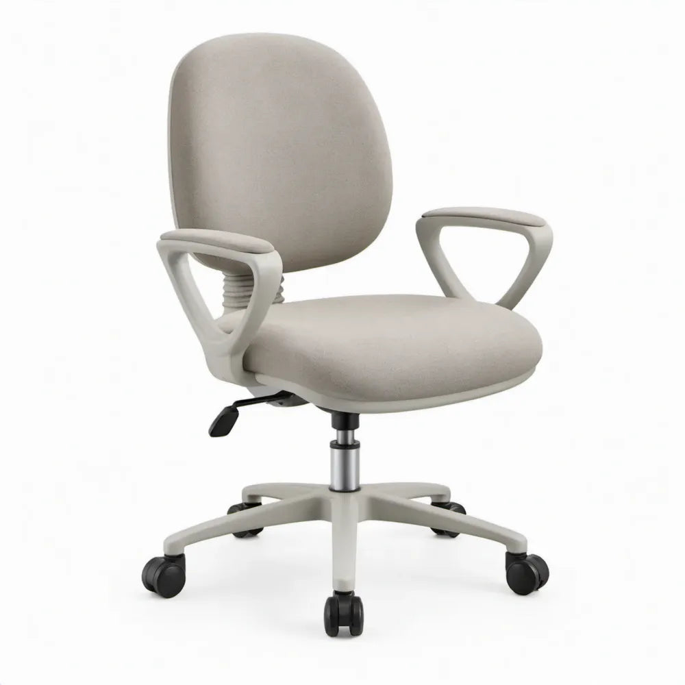 Ergonomische draaistoel met armleuningen, beige/zwart, 60 x 60 x 91-101 cm